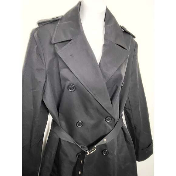 Guess black double breasted belted trench coat. Size medium - Picture 2 of 6